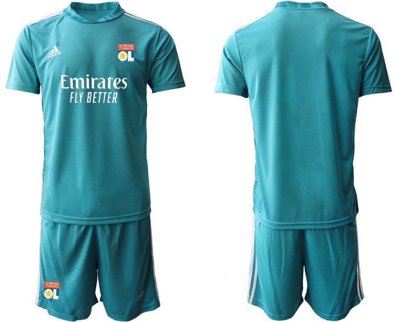 Men 2020-2021 club Olympique Lyonnais lake blue goalkeeper Soccer Jerseys->barcelona jersey->Soccer Club Jersey